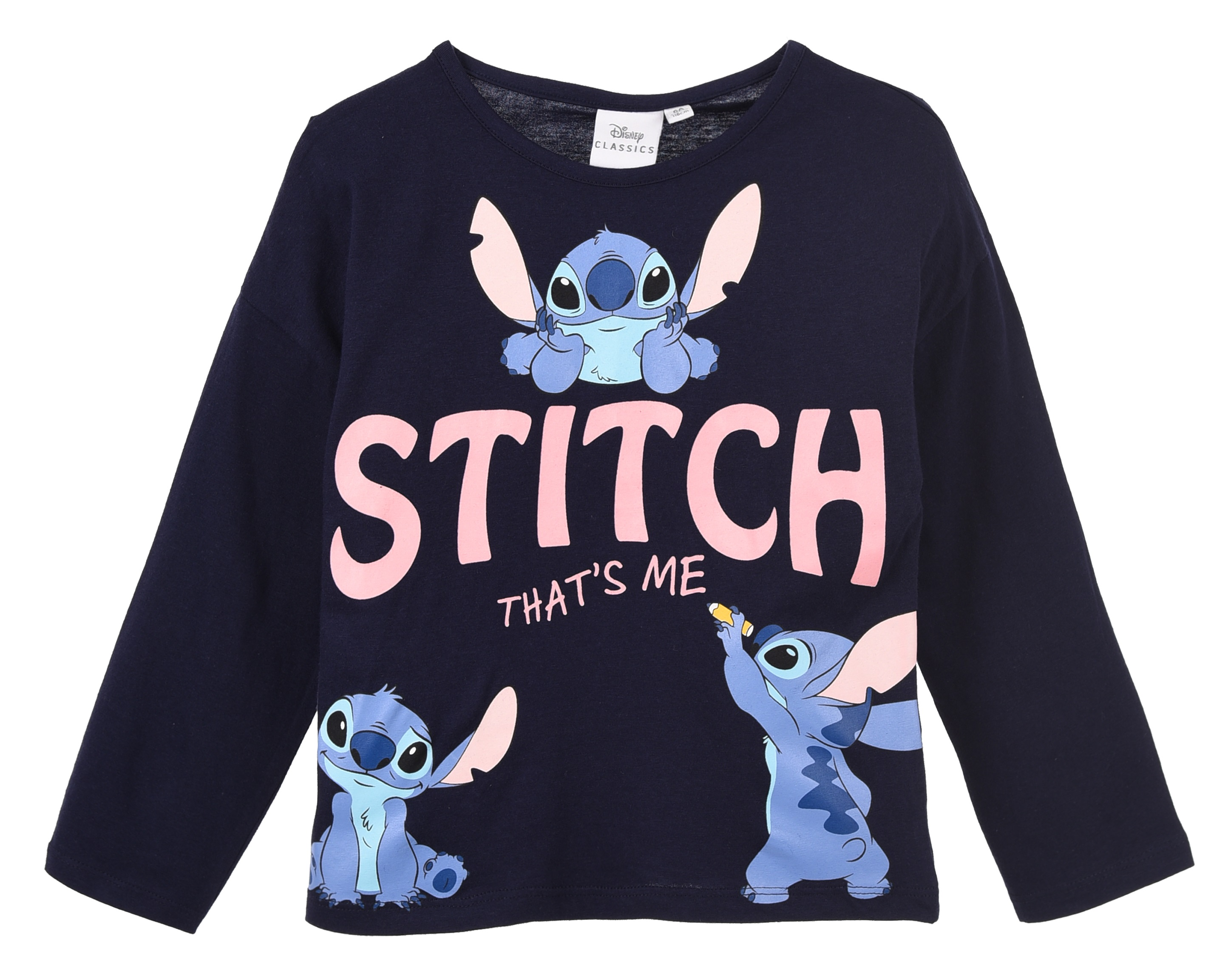T-Shirt M.l. Stitch DISNEY Maglia per Bambini 3/8 Anni - Hy10151.navy