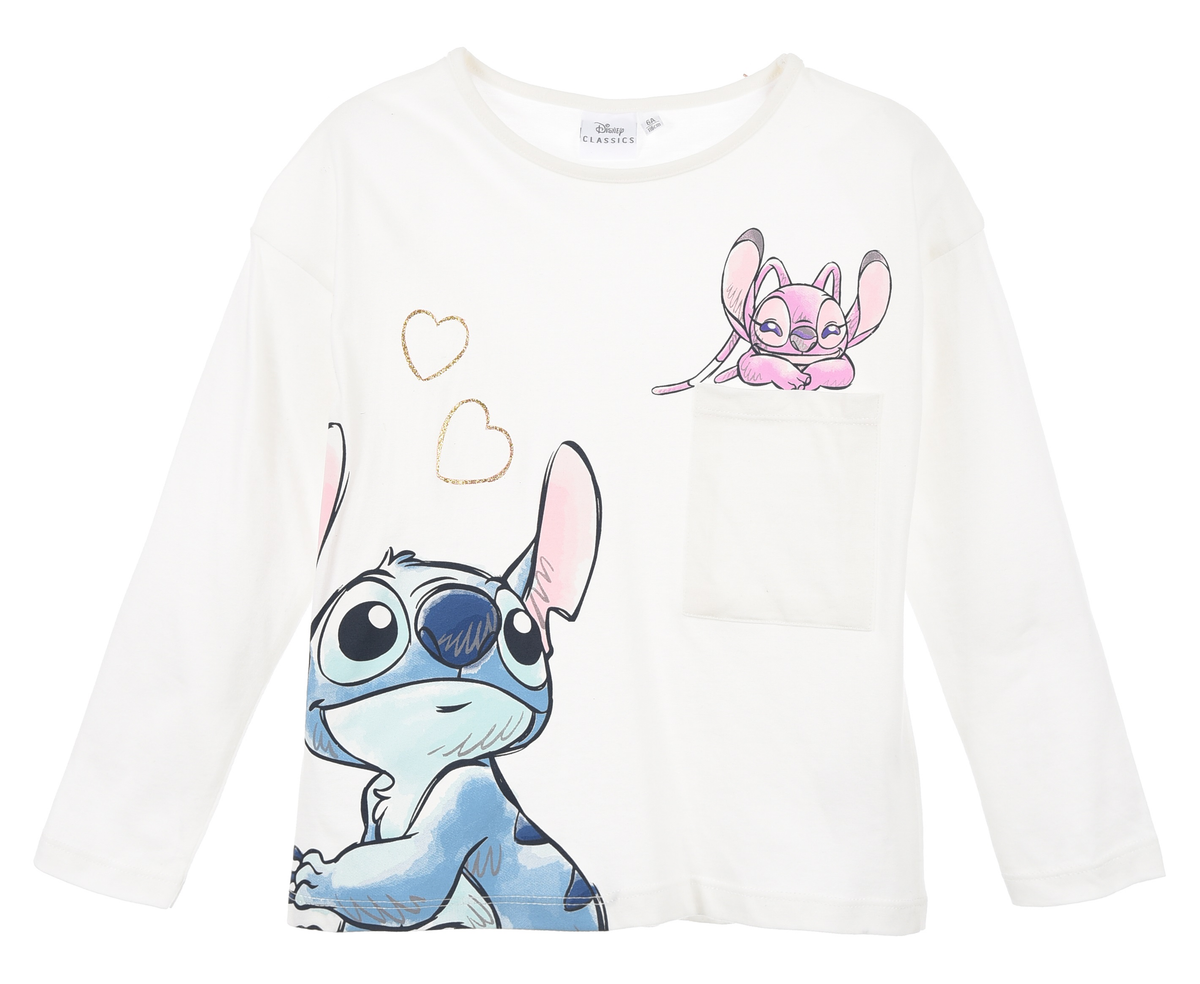 T-Shirt M.l. Stitch DISNEY Maglia per Bambini 3/8 Anni - Hy10165.owhite