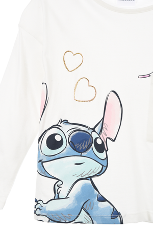 T-Shirt M.l. Stitch DISNEY Maglia per Bambini 3/8 Anni - Hy10165.owhite