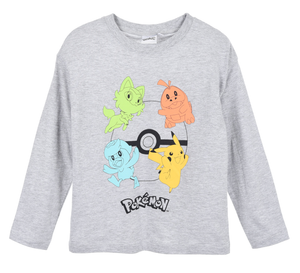 T-Shirt M.l. Pokèmon Maglia per Bambini 3/8 Anni - Hy10296grigio