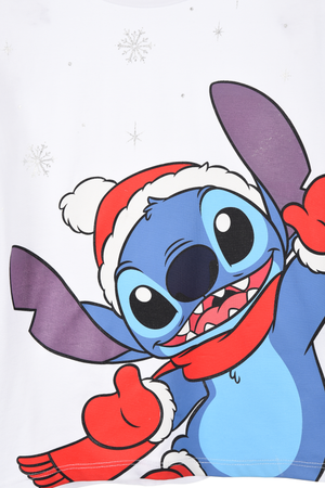 T-Shirt M.l. Stitch Natale DISNEY Maglia per Bambini 3/8 Anni - Hy10409bianco