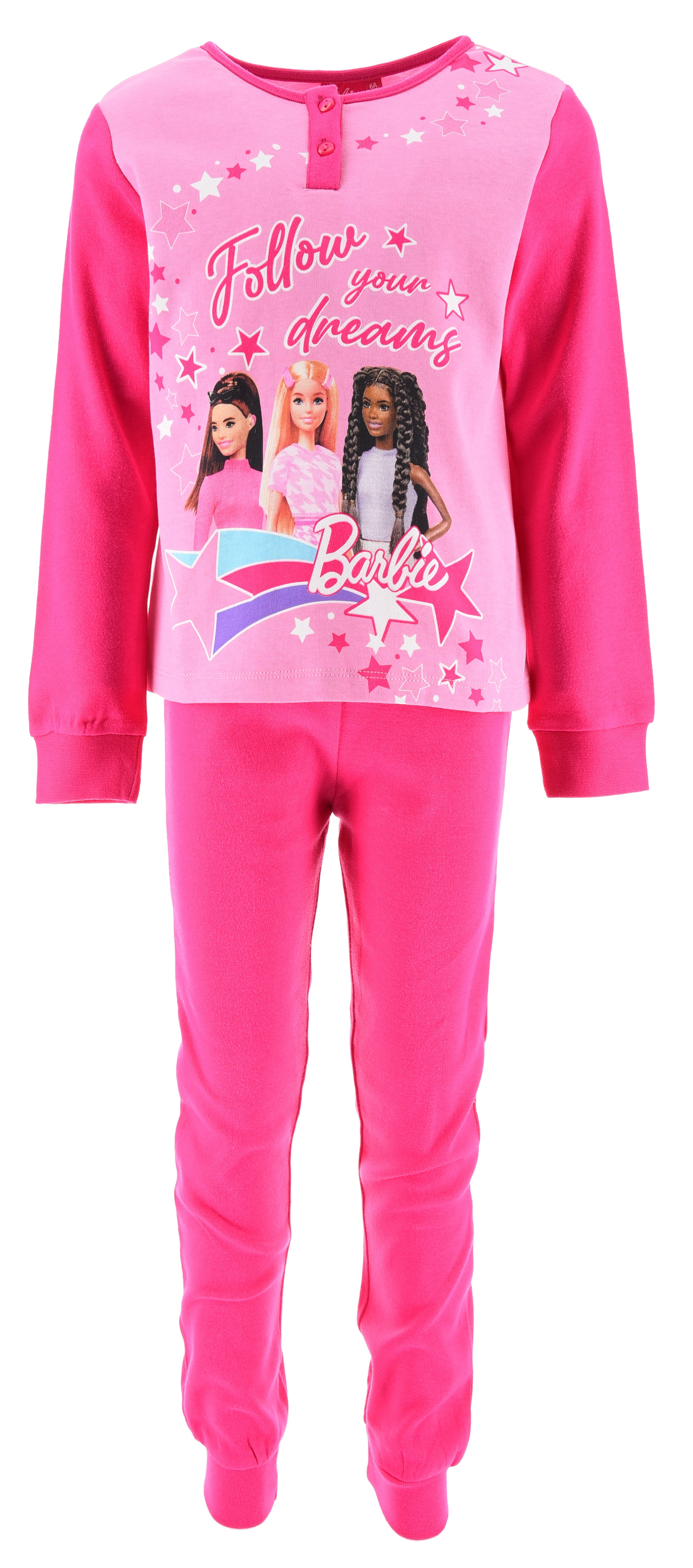 Pigiama Barbie Bambina 100% Cotone Interlock 200 Gr - Hy20157.bfucsia