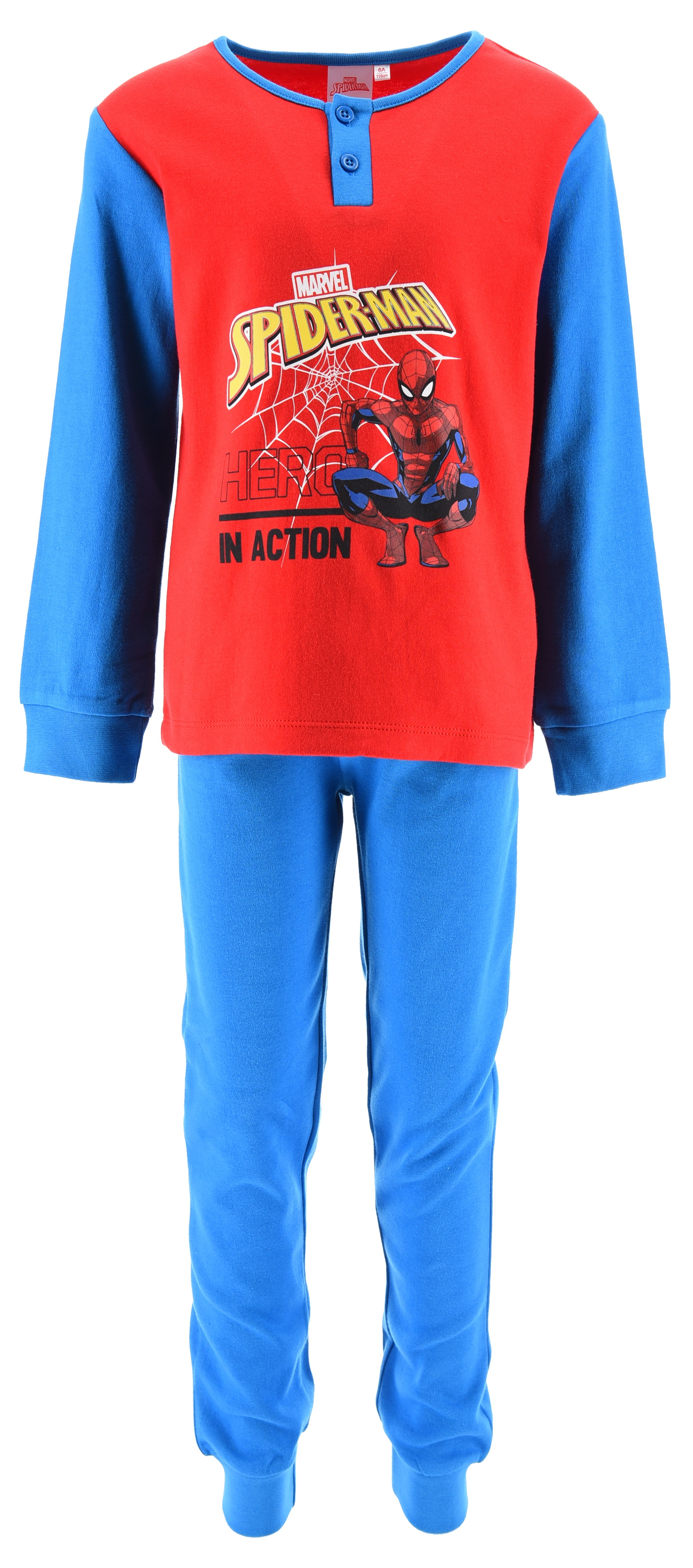 Pigiama Spiderman MARVEL Bambino 100% Cotone Interlock 200 Gr - Hy20084.bblu