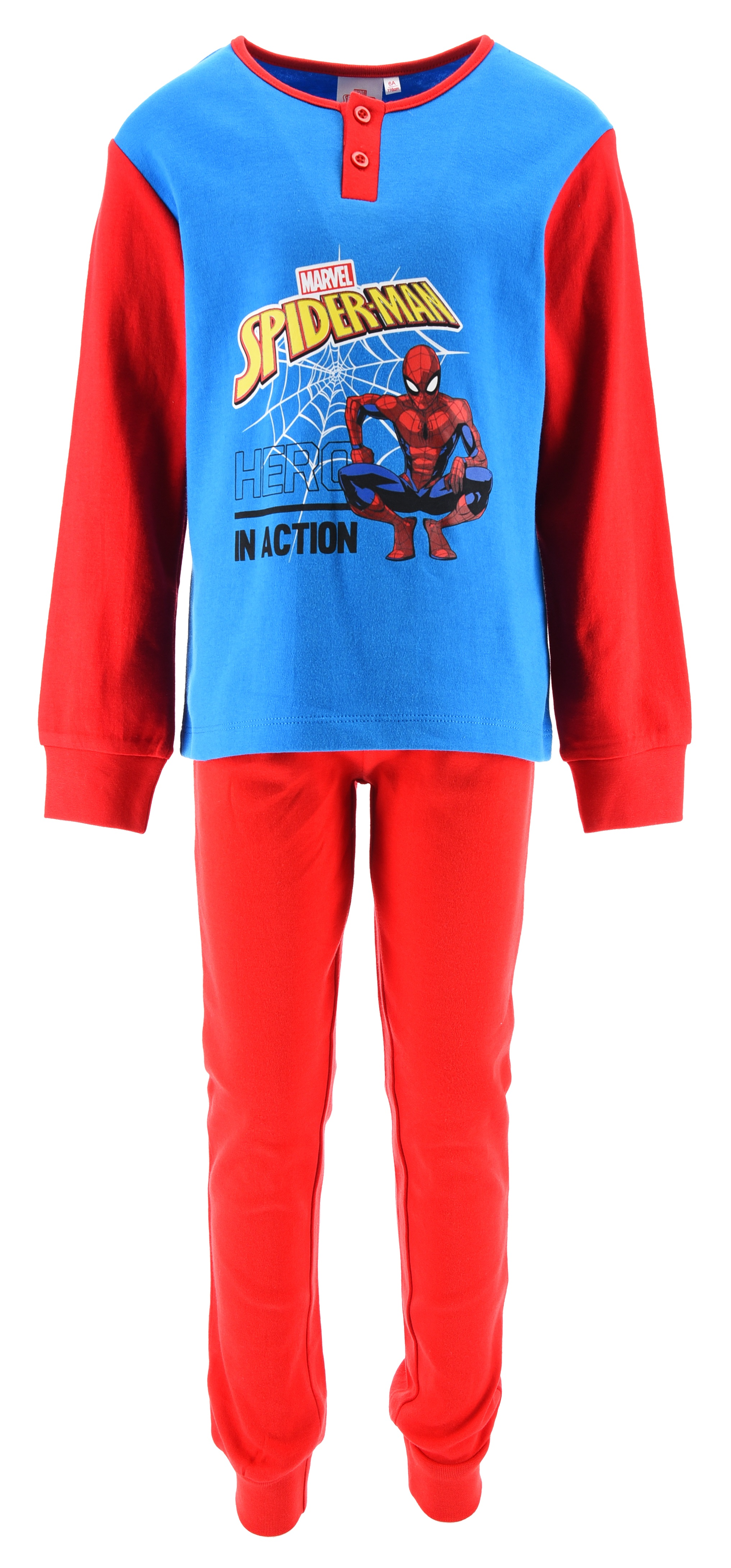 Pigiama Spiderman MARVEL Bambino 100% Cotone Interlock 200 Gr - Hy20084.brosso