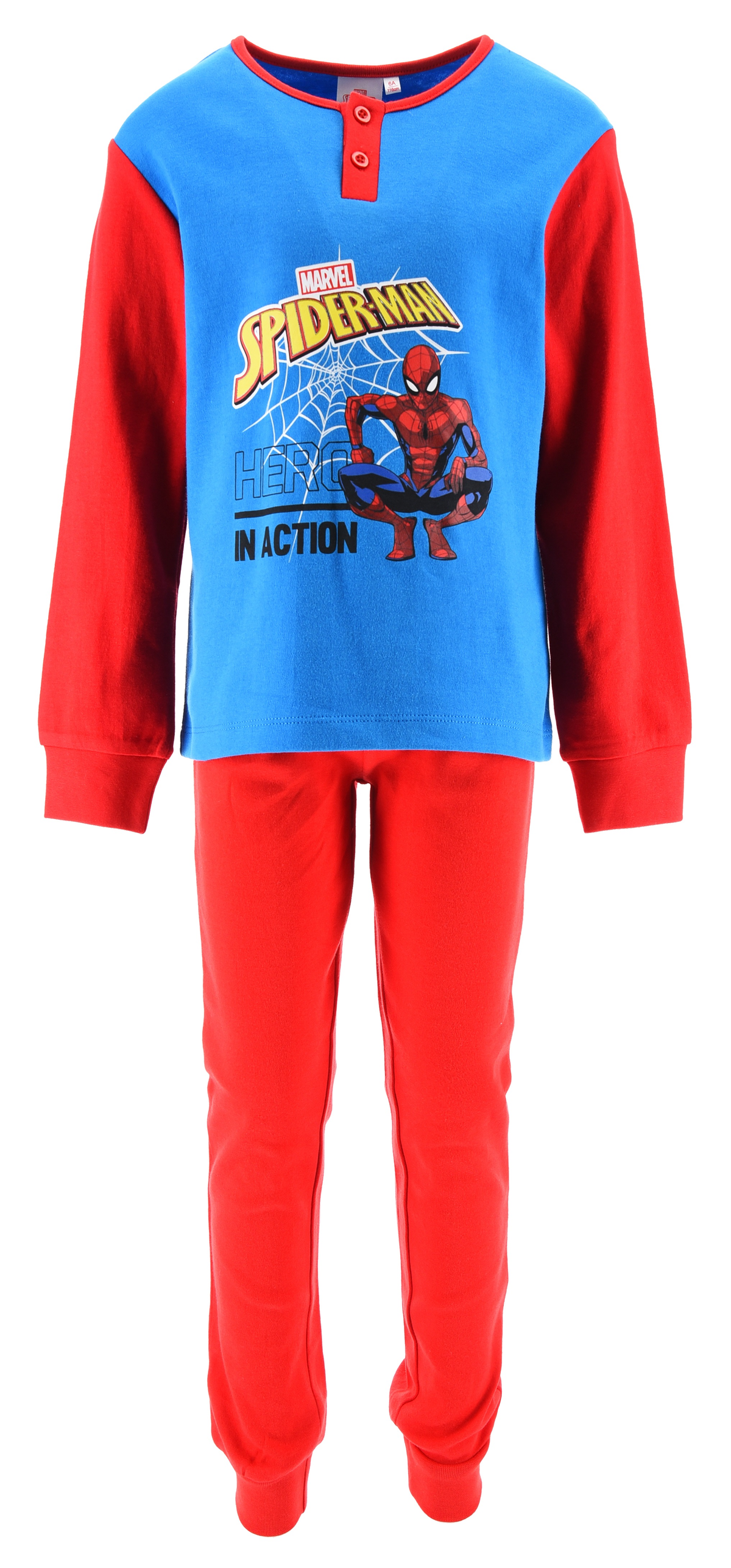 Pigiama Spiderman MARVEL Bambino 100% Cotone Interlock 200 Gr - Hy20084.brosso