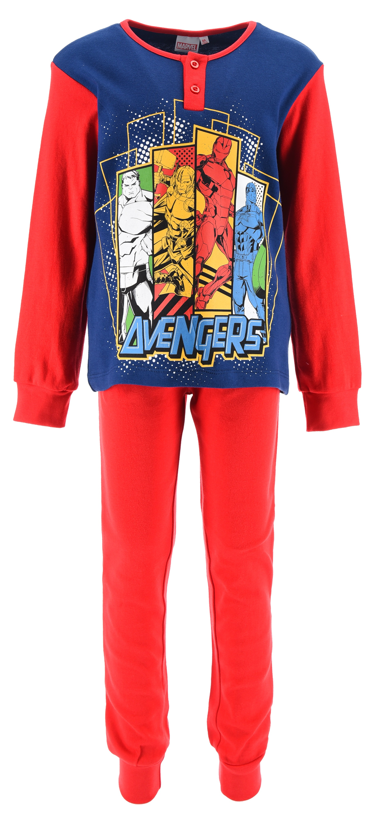 Pigiama Avengers MARVEL Bambino 100% Cotone Interlock 200 Gr - Hy20079.brosso