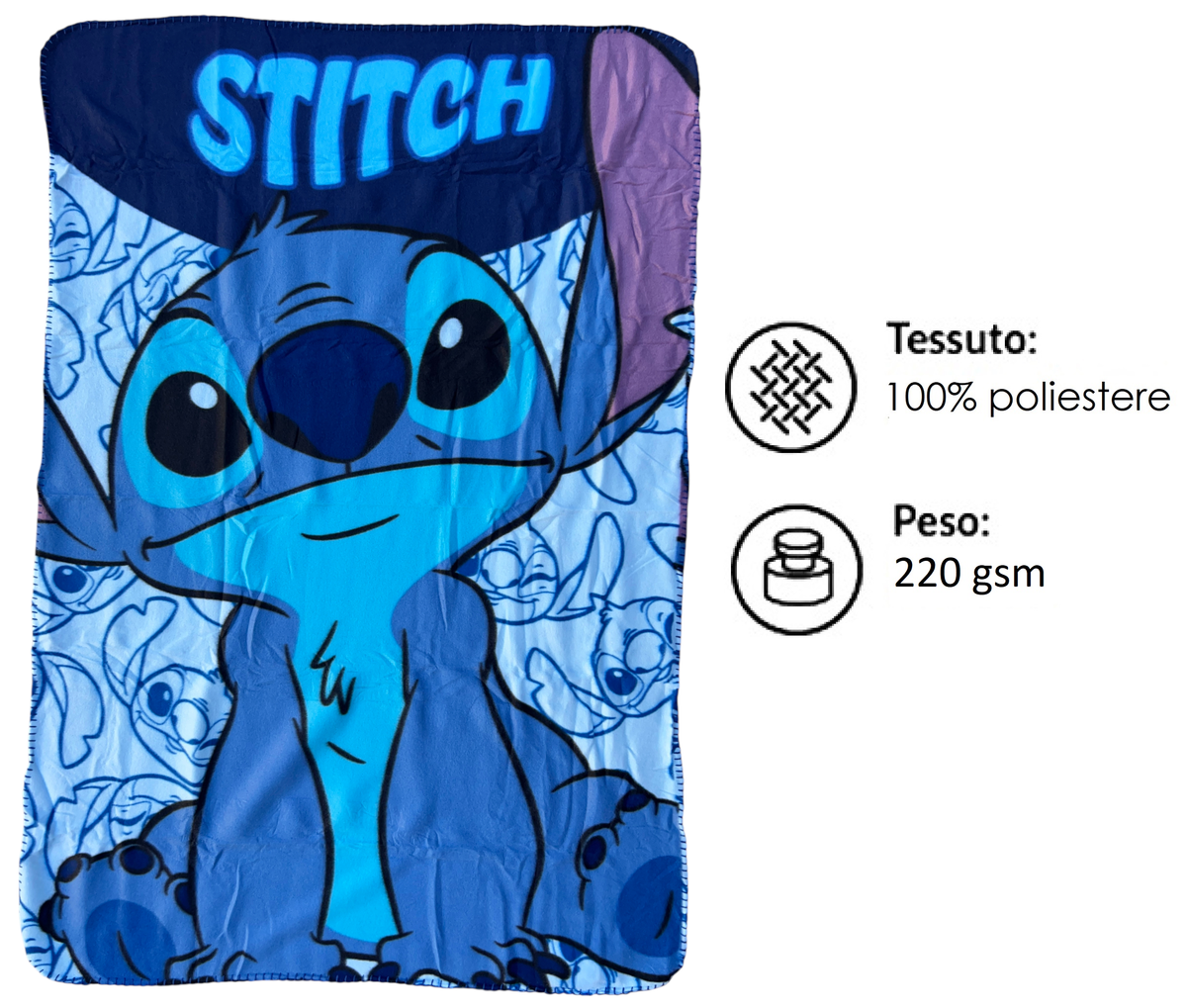 Plaid Stitch DISNEY Coperta in 100% Poliestere 220 Gsm 100 X 140 CM per Bambini - Lil36-5570