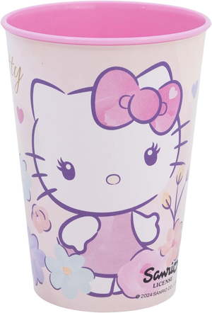 Bicchiere Hello Kitty in  Plastica Semirigida Riutilizzabile 260 Ml Bpa Free - St81707