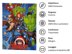 Trapunta Avengers MARVEL Piumone Invernale 350 Gsm Letto Singolo 160x250 CM - Je12128gtb