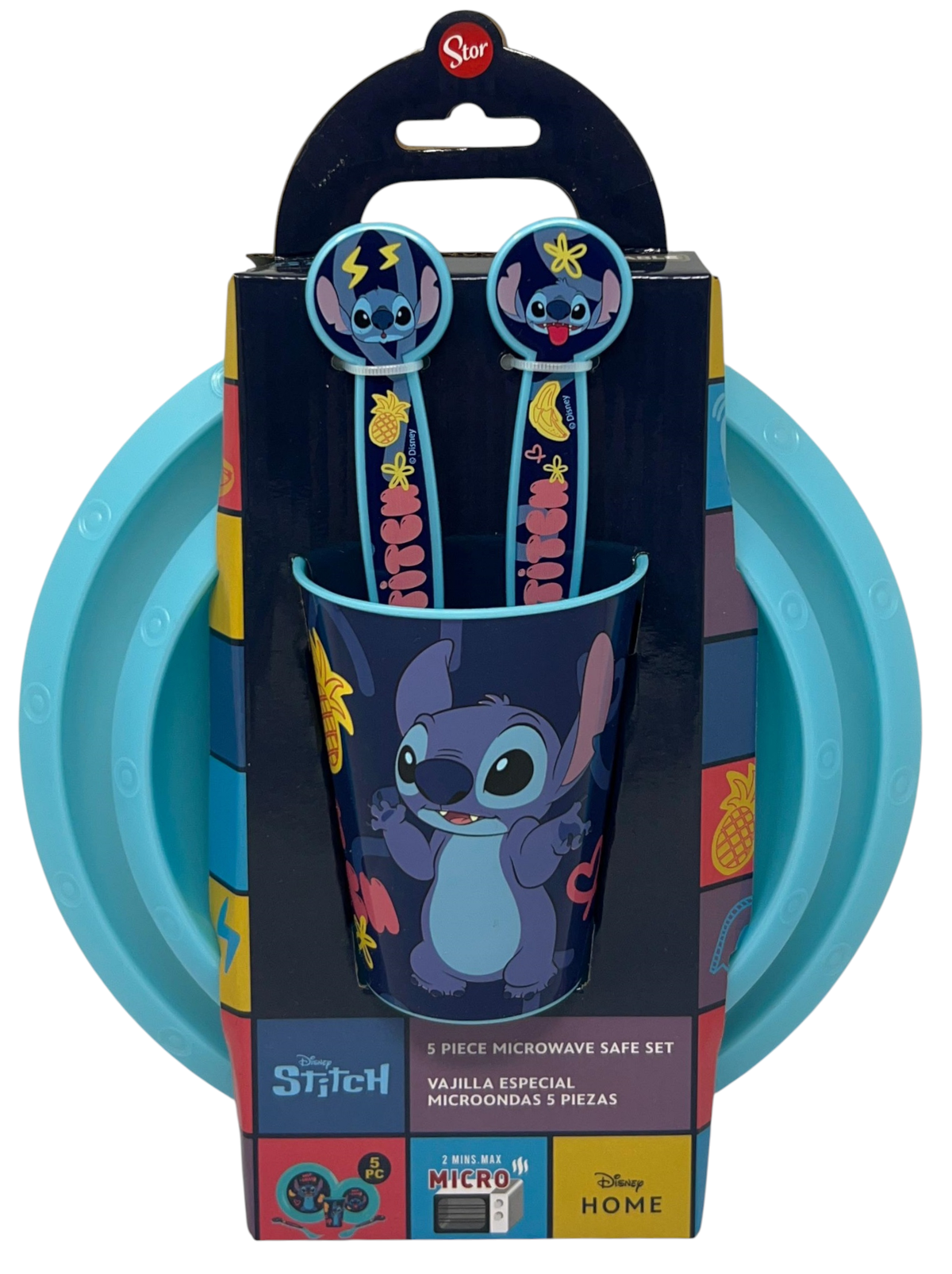 Set Pappa 5 Pezzi Stitch DISNEY in Plastica Riutilizzabile Piatti Bicchiere Posate Bpa Free - St75000