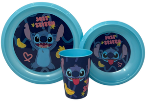 Set Pappa 5 Pezzi Stitch DISNEY in Plastica Riutilizzabile Piatti Bicchiere Posate Bpa Free - St75000