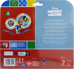 Set Pappa 5 Pezzi Topolino DISNEY in Plastica Adatto Al Microonde Piatti Bicchiere Posate - St81150