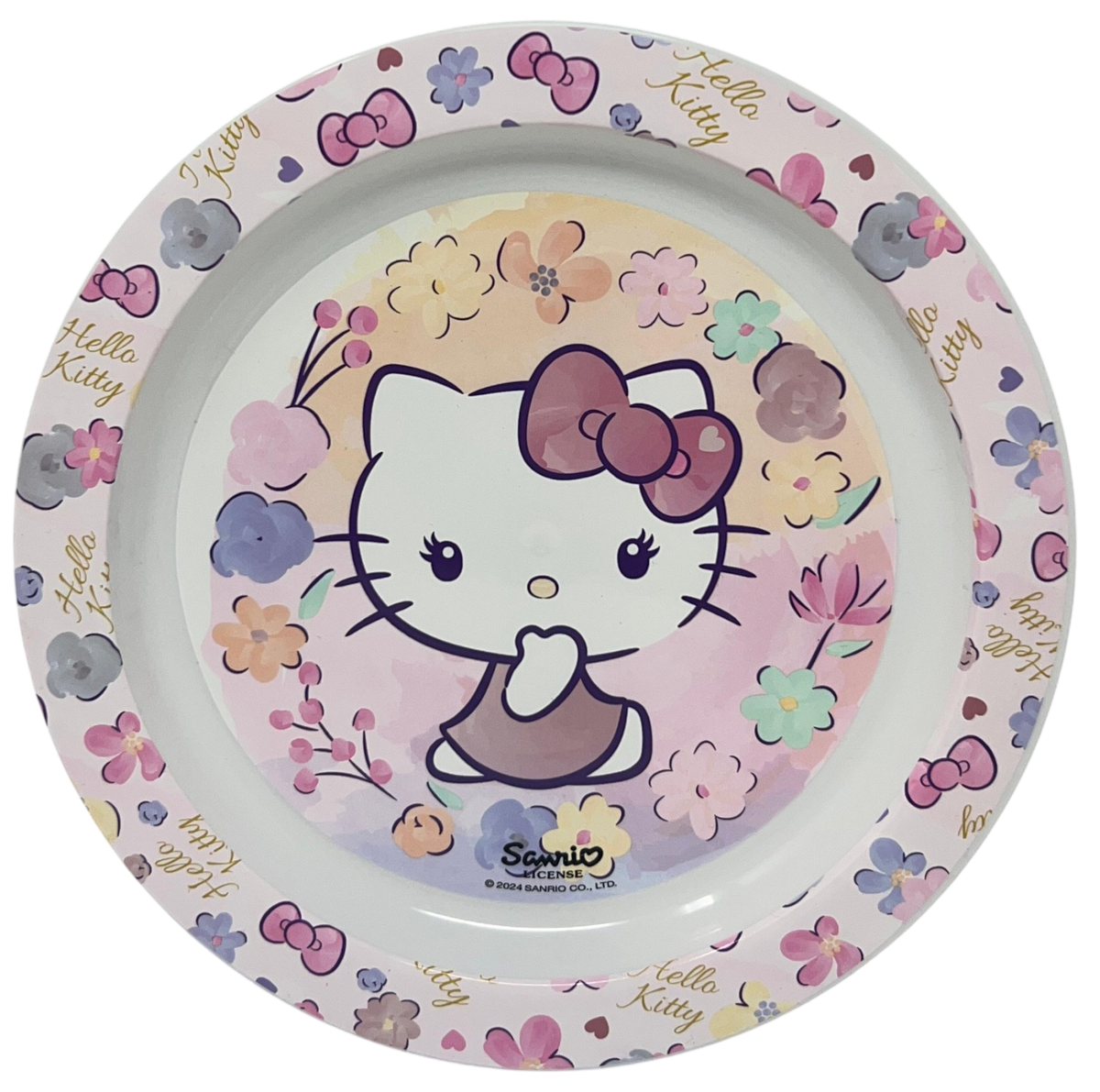 Set Pappa 5 Pezzi Hello Kitty Sanrio in Plastica Adatto Al Microonde Piatti Bicchiere Posate - St81750