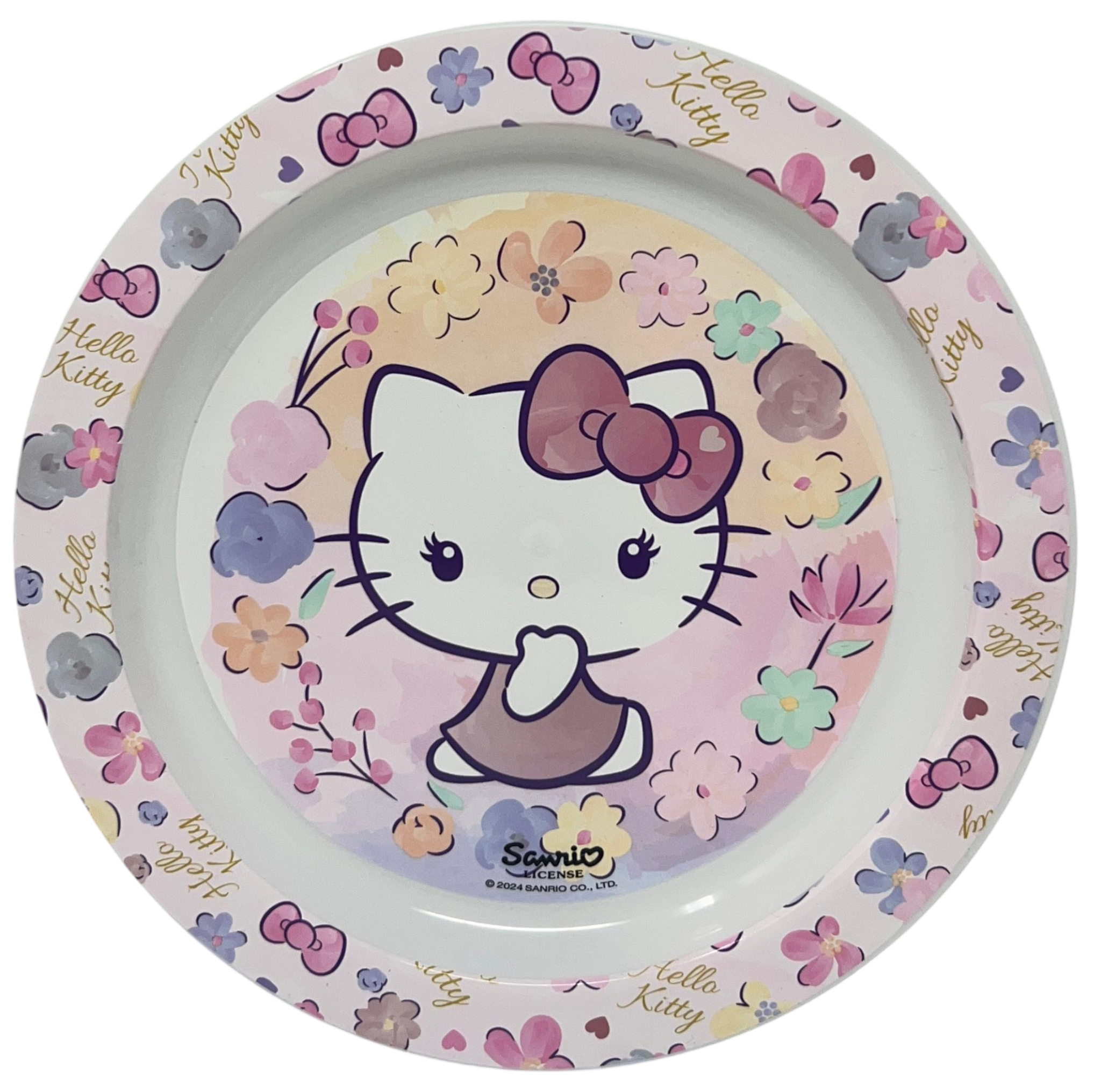 Set Pappa 5 Pezzi Hello Kitty Sanrio in Plastica Adatto Al Microonde Piatti Bicchiere Posate - St81750