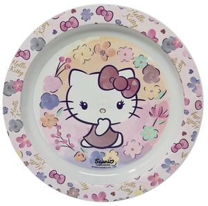 Set Pappa 5 Pezzi Hello Kitty Sanrio in Plastica Adatto Al Microonde Piatti Bicchiere Posate - St81750