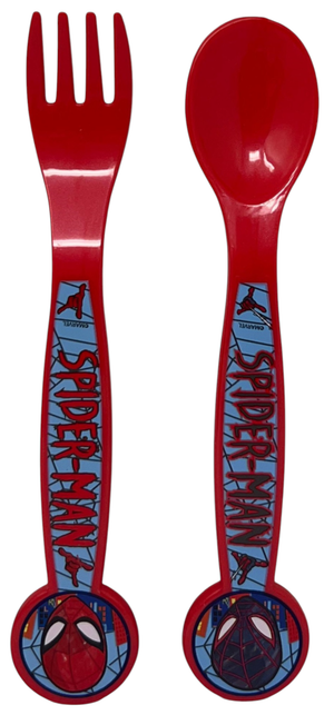 Set Pappa 5 Pezzi Spiderman MARVEL in Plastica Riutilizzabile Piatti Bicchiere Posate Bpa Free - St83500