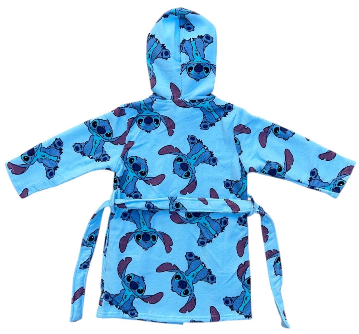 Accappatoio in Microfibra 100% Poliestere Stitch DISNEY Accappatoio con Cappuccio e Cintura - X-9961