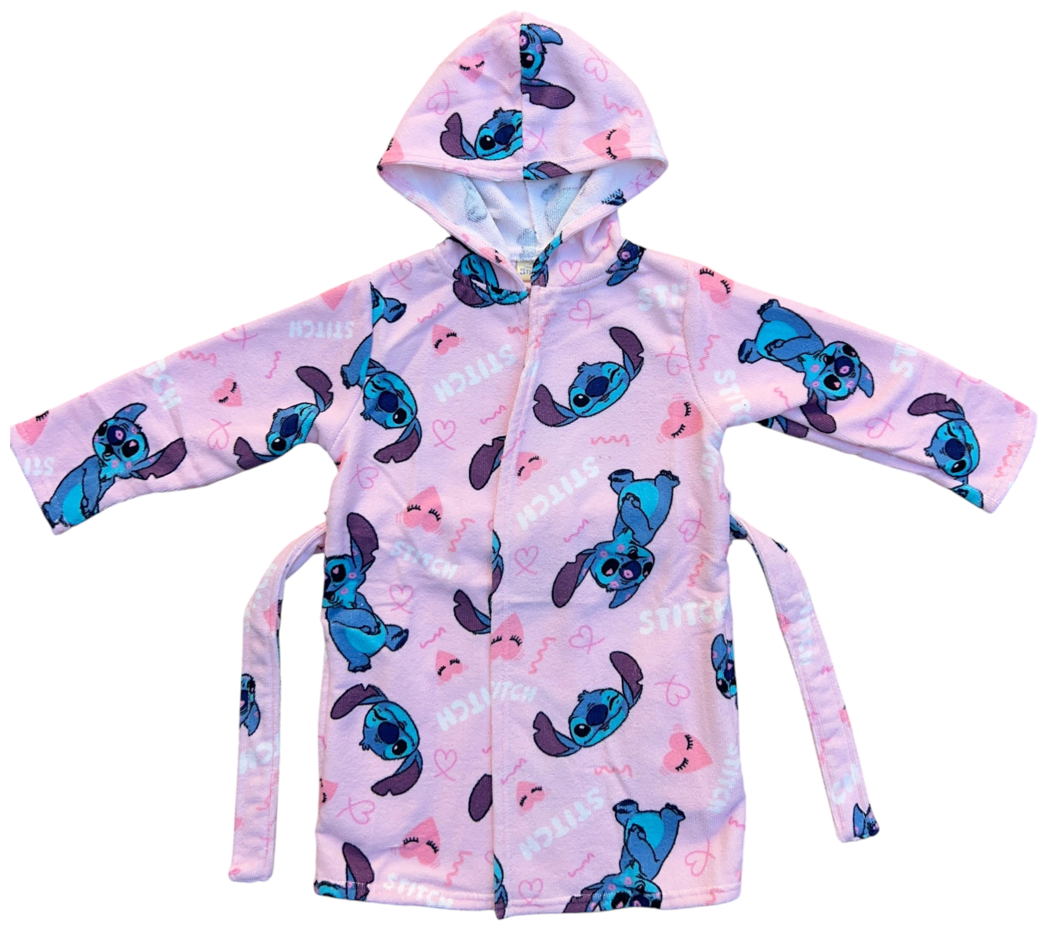 Accappatoio in Microfibra 100% Poliestere Stitch DISNEY Accappatoio con Cappuccio e Cintura - X-9960