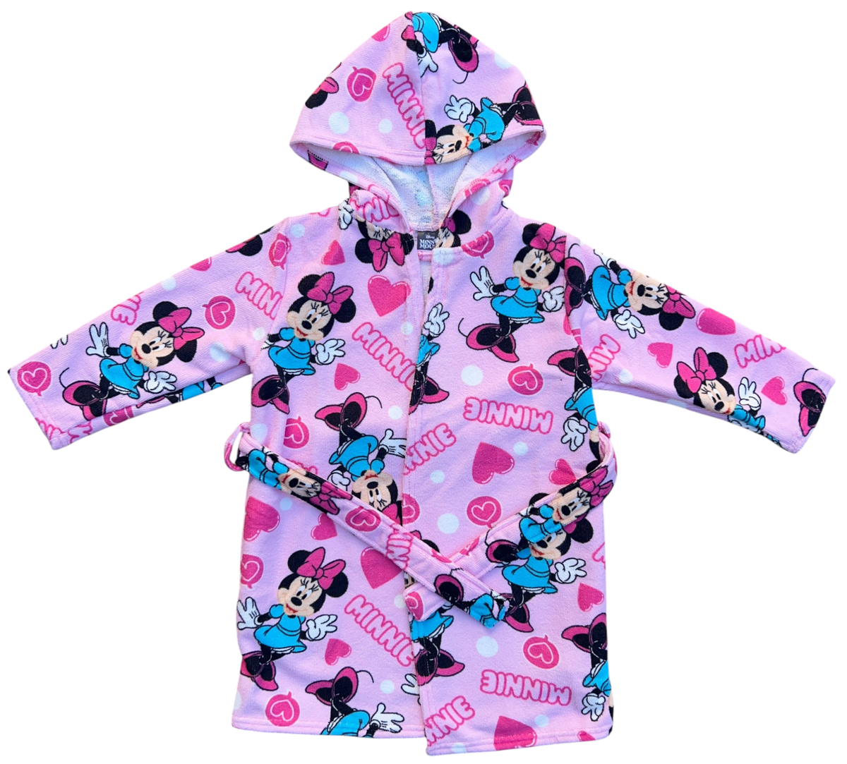 Accappatoio in Microfibra 100% Poliestere Minnie DISNEY Accappatoio con Cappuccio e Cintura - X-9953