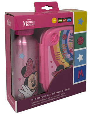 Set Pranzo Minnie DISNEY Borraccia in Alluminio e Portamerenda in Plastica Riutilizzabile - 35360