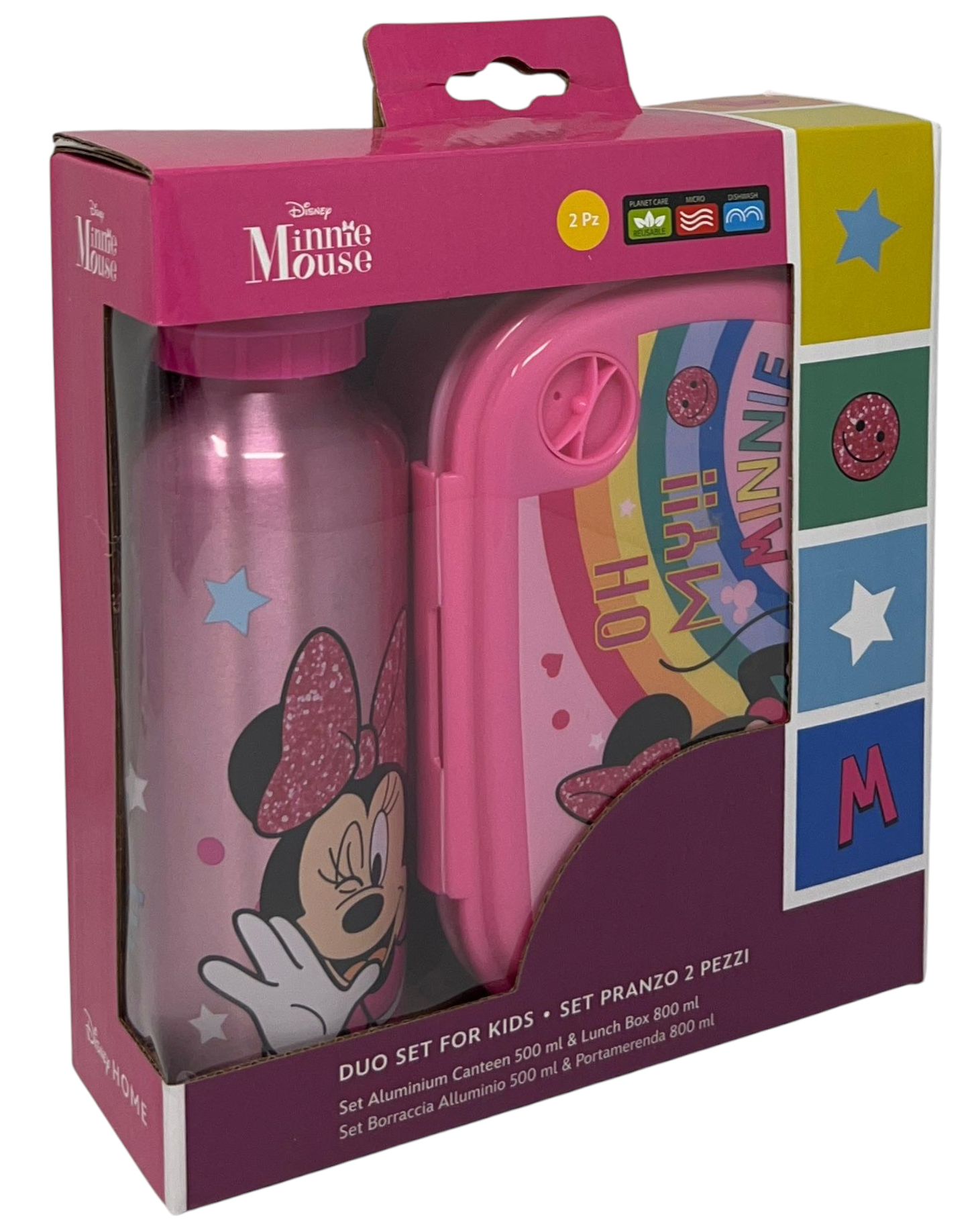 Set Pranzo Minnie DISNEY Borraccia in Alluminio e Portamerenda in Plastica Riutilizzabile - 35360