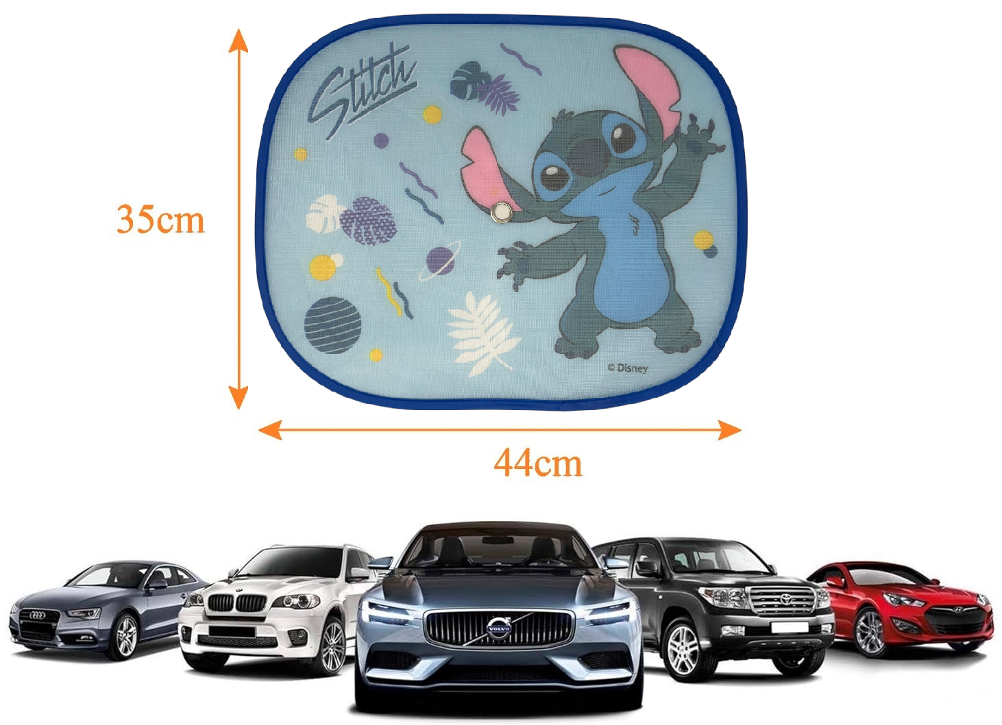 Tendine Parasole Laterali Stitch DISNEY Coppia di Tendine per Auto 44 X 36 CM Protezione Raggi Uv - 37872