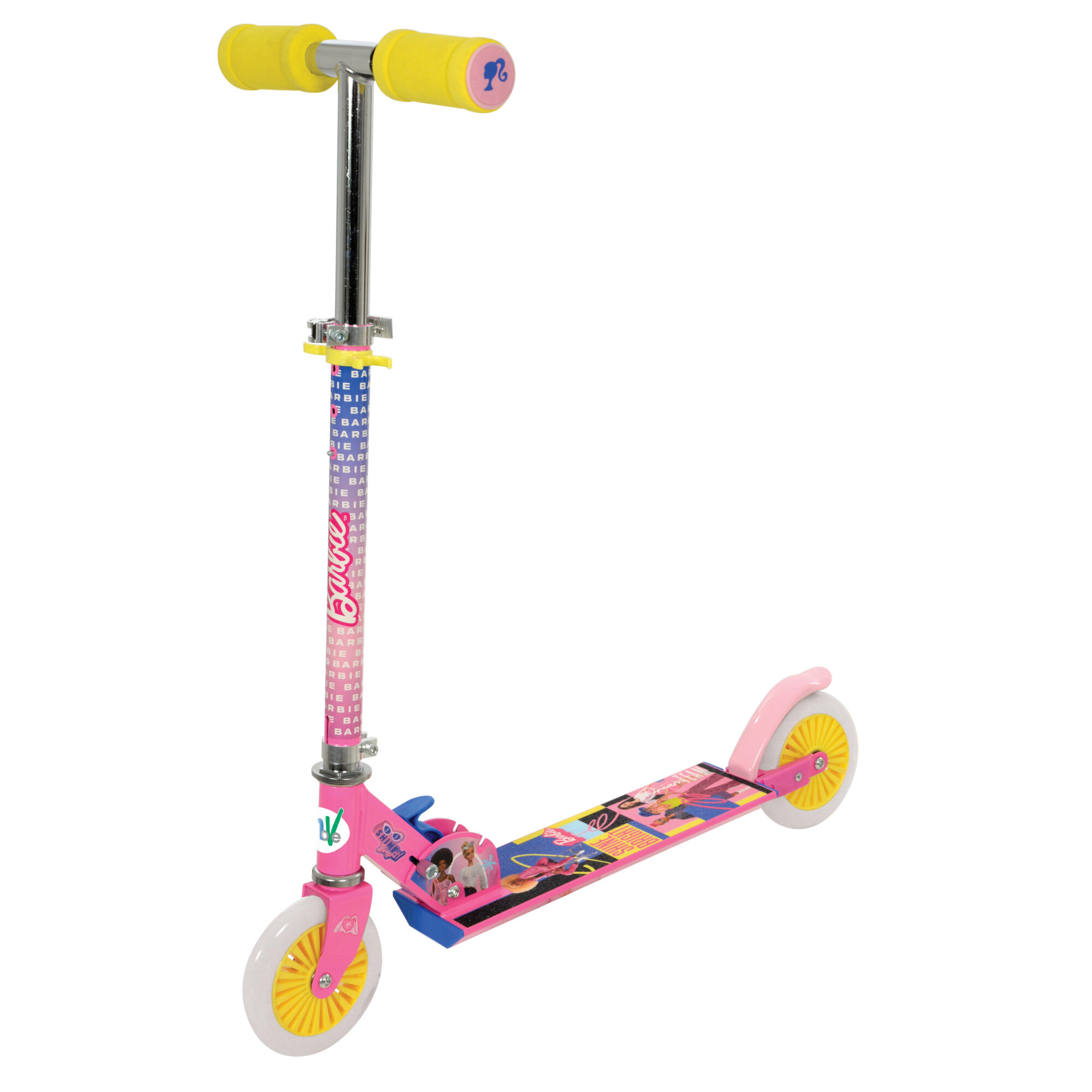 Monopattino Barbie Mattel 2 Ruote Pieghevole Manubrio Regolabile per Bambine 5+ Anni - 42696