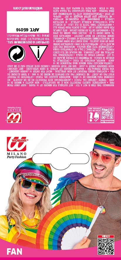 Ventaglio Arcobaleno Accessorio per Travestimento Carnevale Cosplay Festa in Maschera Pride - 65016