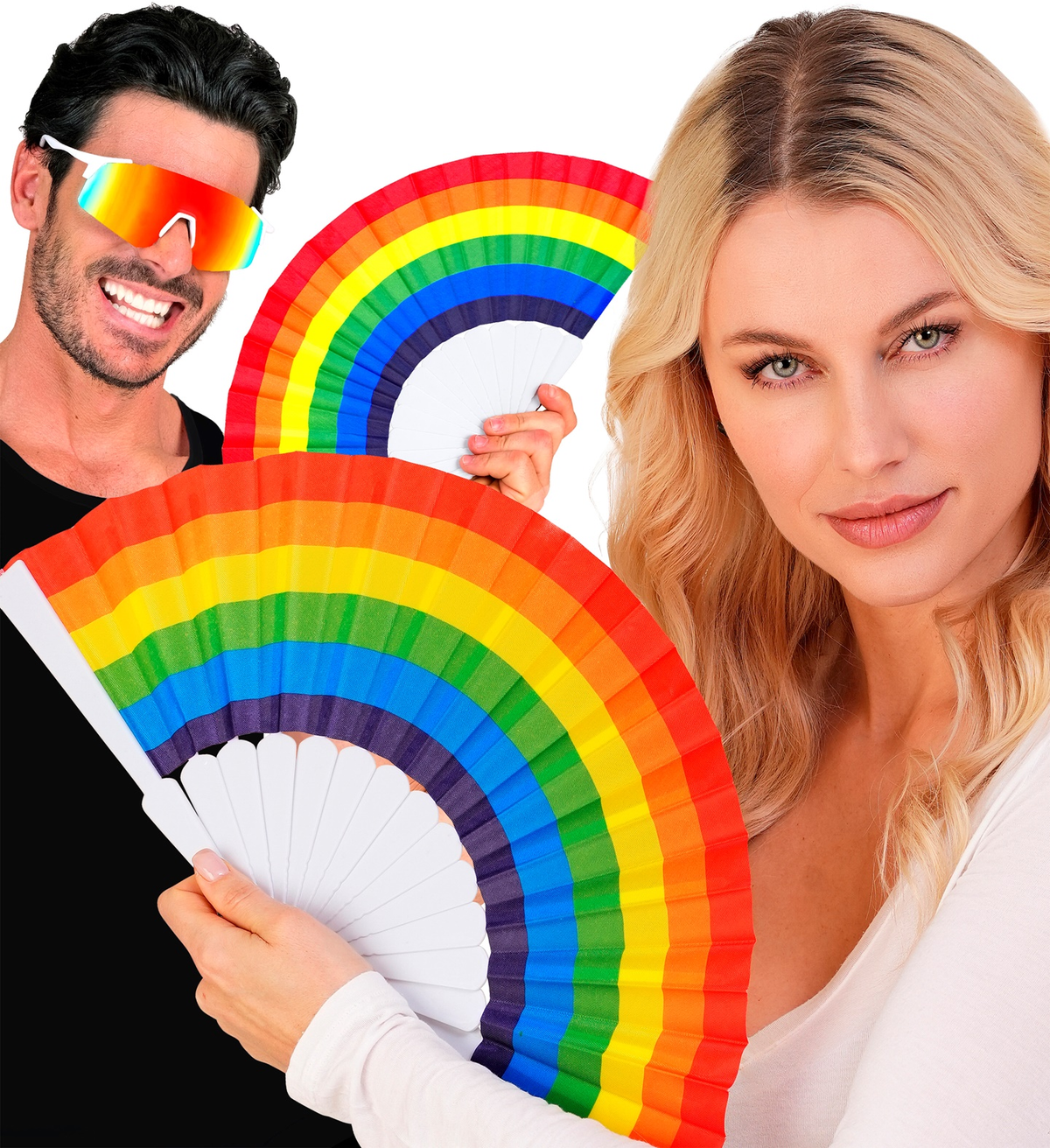 Ventaglio Arcobaleno Accessorio per Travestimento Carnevale Cosplay Festa in Maschera Pride - 65016