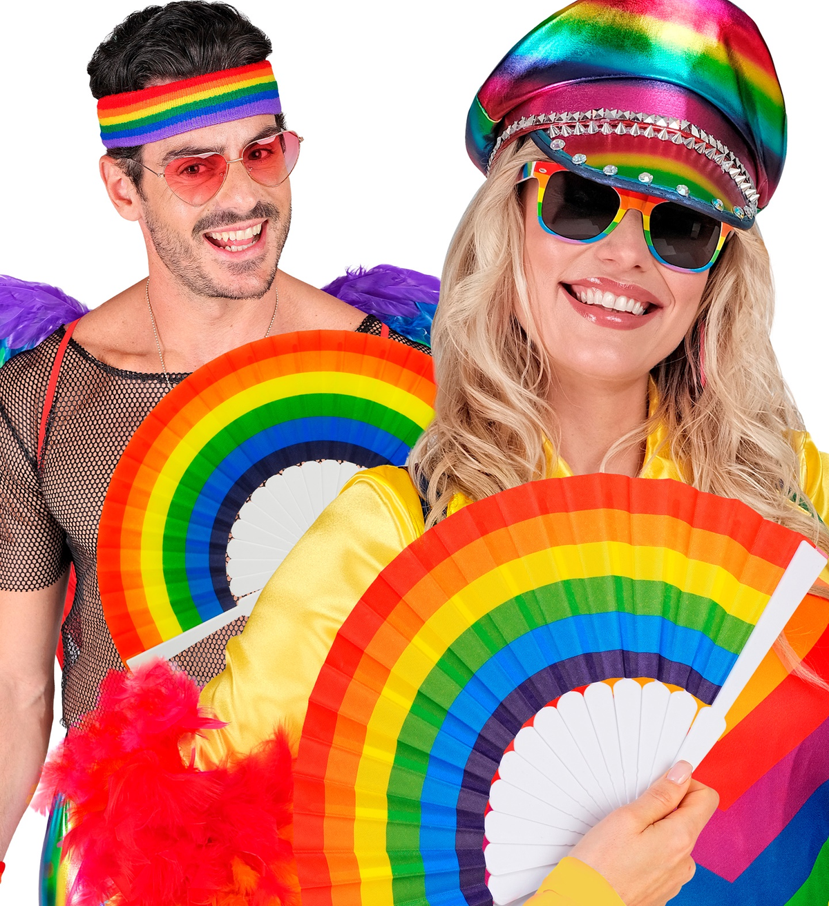 Ventaglio Arcobaleno Accessorio per Travestimento Carnevale Cosplay Festa in Maschera Pride - 65016