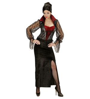 Costume Vampiressa Donna Abito Elegante in Pizzo e Velluto Travestimento Halloween Cosplay - 0404