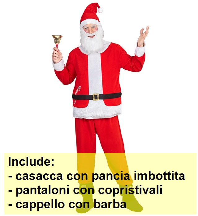 Costume Babbo Natale Uomo Travestimento Completo per Feste a Tema Rappresentazioni Teatrali - 0876