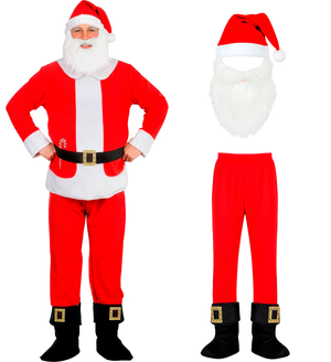 Costume Babbo Natale Uomo Travestimento Completo per Feste a Tema Rappresentazioni Teatrali - 0876