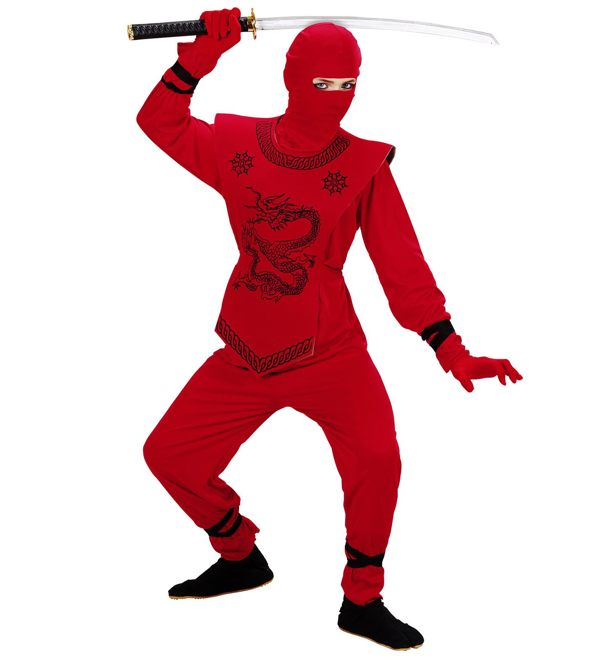 Costume Ninja Rosso Travestimento Carnevale per Bambini Cosplay Feste in Maschera - 7453