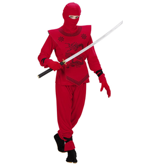 Costume Ninja Rosso Travestimento Carnevale per Bambini Cosplay Feste in Maschera - 7453