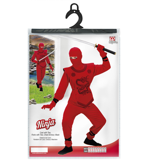 Costume Ninja Rosso Travestimento Carnevale per Bambini Cosplay Feste in Maschera - 7453