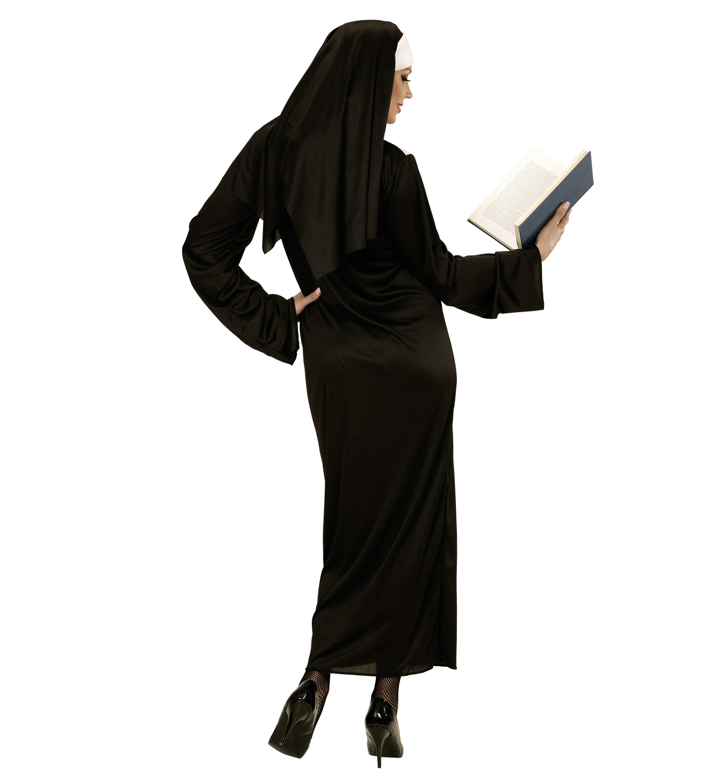 Costume Suora per Adulti Travestimento Carnevale Tunica e Copricapo Cosplay Feste a Tema - 0132