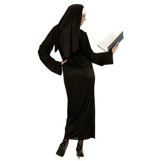 Costume Suora per Adulti Travestimento Carnevale Tunica e Copricapo Cosplay Feste a Tema - 0132