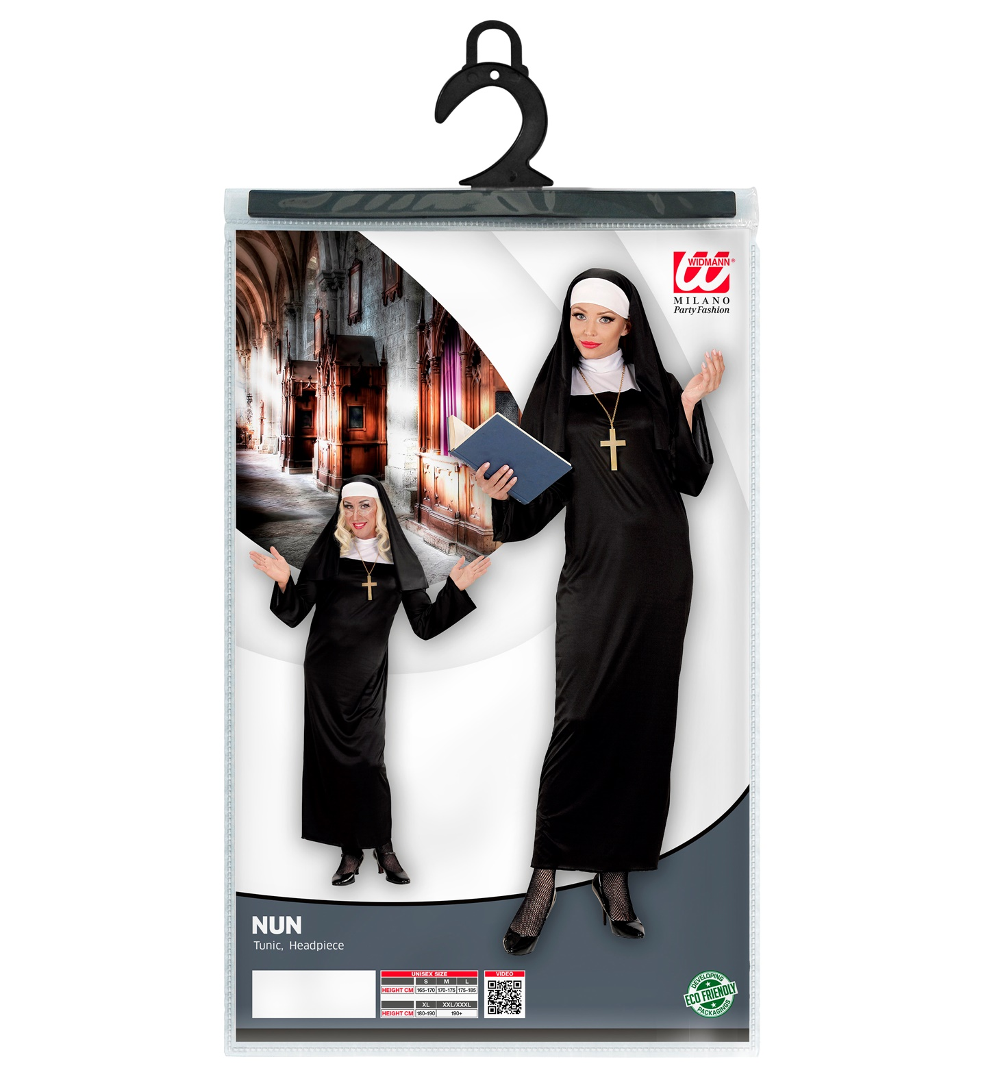 Costume Suora per Adulti Travestimento Carnevale Tunica e Copricapo Cosplay Feste a Tema - 0132