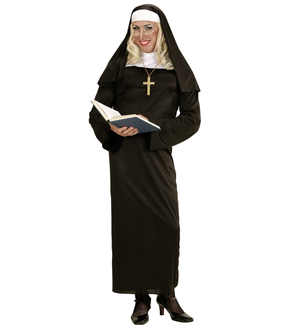 Costume Suora per Adulti Travestimento Carnevale Tunica e Copricapo Cosplay Feste a Tema - 0132