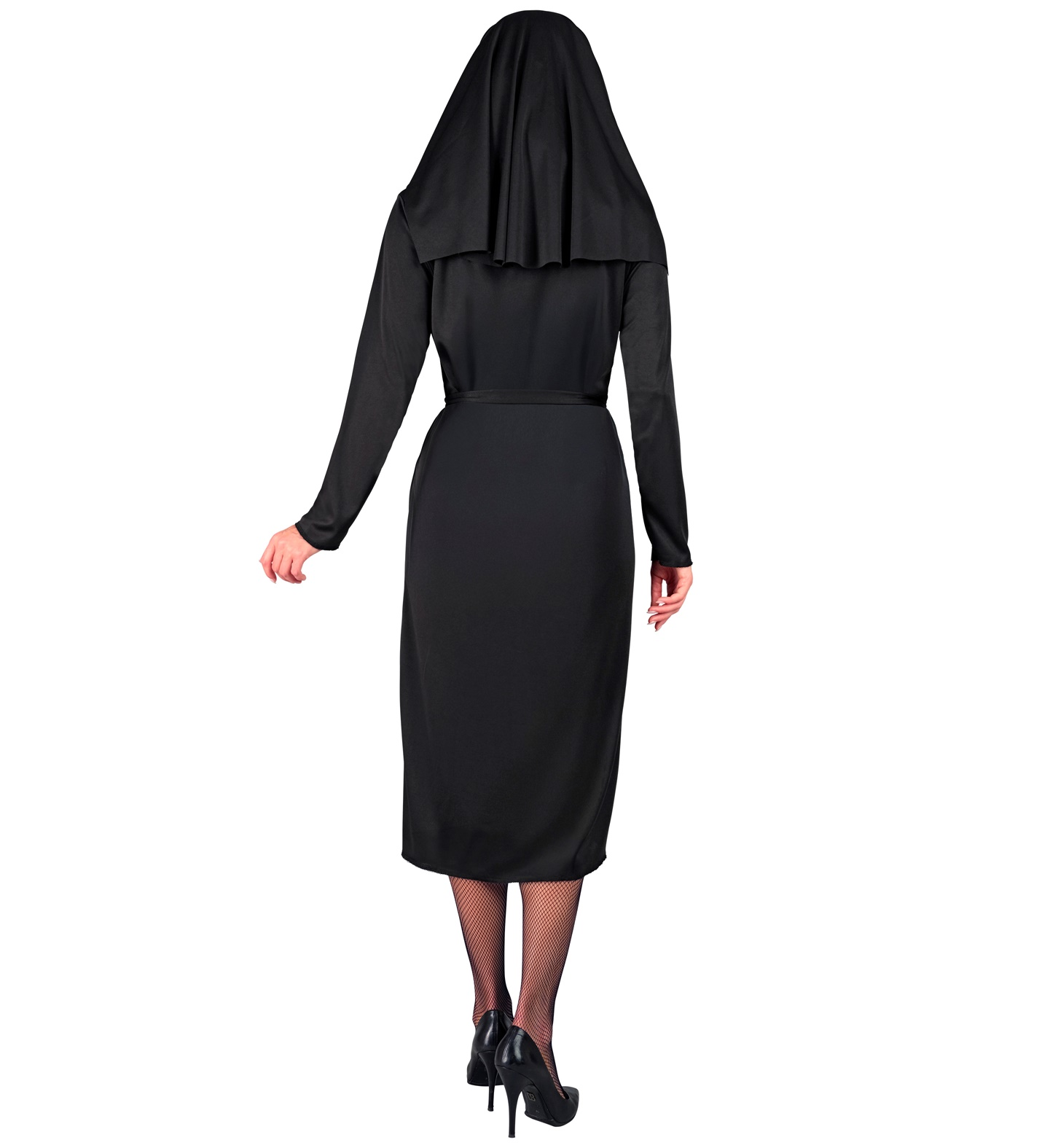 Costume da Suora Donna Travestimento Carnevale Abito Cintura e Copricapo Cosplay Feste a Tema - 2752