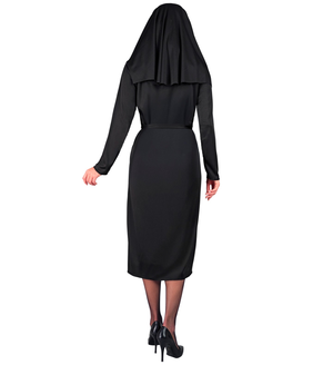 Costume da Suora Donna Travestimento Carnevale Abito Cintura e Copricapo Cosplay Feste a Tema - 2752