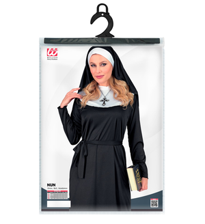 Costume da Suora Donna Travestimento Carnevale Abito Cintura e Copricapo Cosplay Feste a Tema - 2752