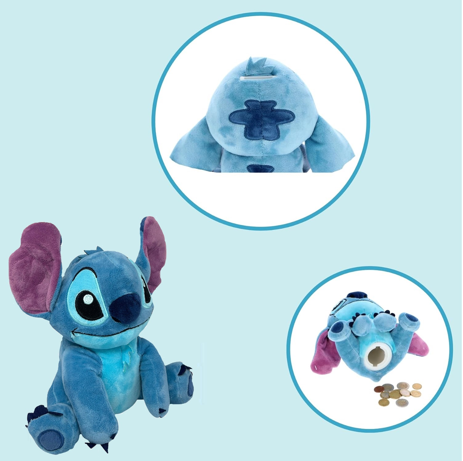 Salvadanaio Peluche Stitch 20 CM DISNEY Morbido Pupazzo con Portamonete Interno Dai 3 Anni - Lil36-5406