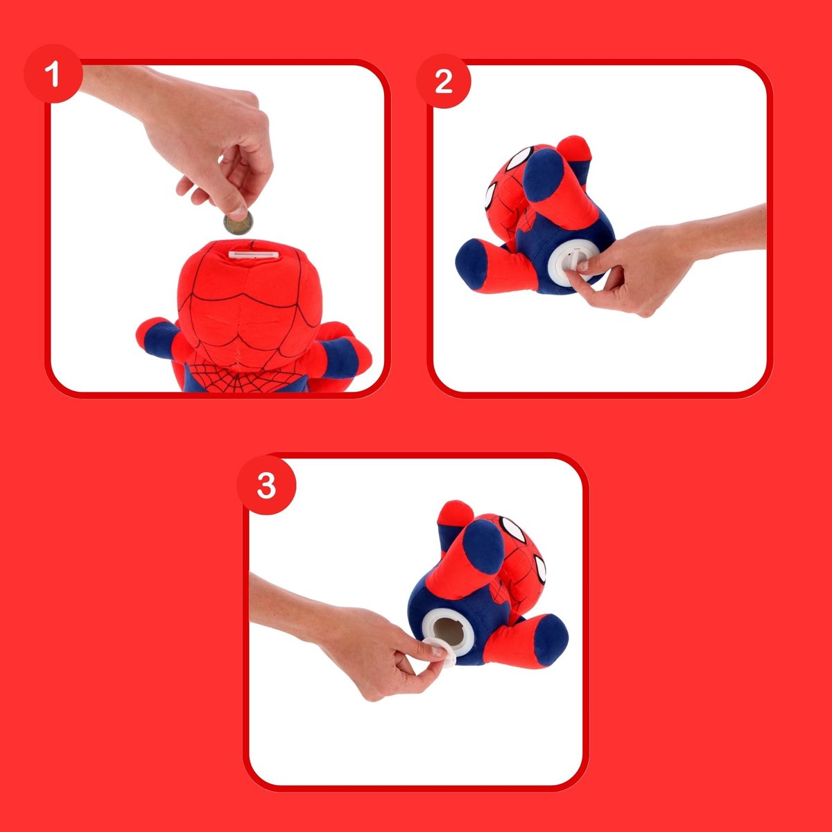 Salvadanaio Peluche Spiderman 20 CM MARVEL Morbido Pupazzo con Portamonete Interno Dai 3 Anni - Spi36-5411