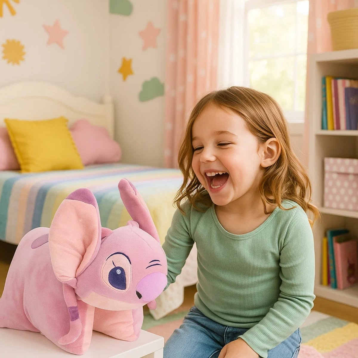 Cuscino Peluche Angel DISNEY 45x28 CM Morbido Trasformabile 3d Decoro Cameretta - Lil36-5485