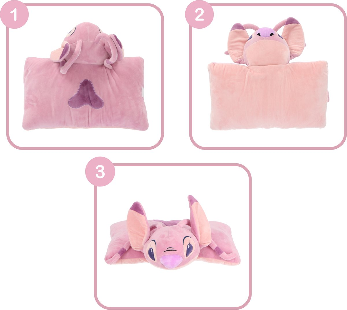 Cuscino Peluche Angel DISNEY 45x28 CM Morbido Trasformabile 3d Decoro Cameretta - Lil36-5485