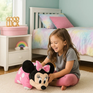 Cuscino Peluche Minnie Mouse DISNEY 45x28 CM Morbido Trasformabile 3d Decoro Cameretta - Min36-5488