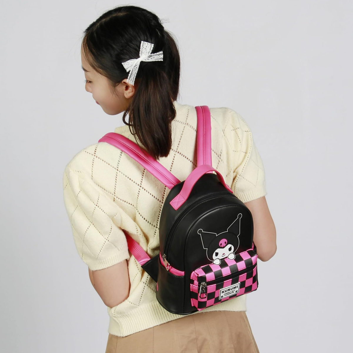 Zainetto da Passeggio Kuromi Sanrio Borsa 25 CM con Spallacci Regolabili - 07696