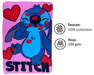 Plaid in Pile Stitch DISNEY Coperta in Morbido Poliestere 100 X 150 CM 210 Gsm - Sti1887